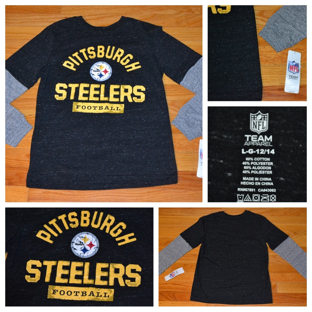 Youth boys NFL Team Apparel Pittsburgh Steelers shirt, size L 12/14
